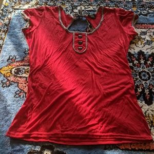 Rock steady tie back T shirt 1xl